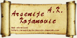 Arsenije Kojanović vizit kartica